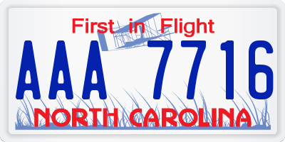 NC license plate AAA7716