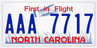 NC license plate AAA7717