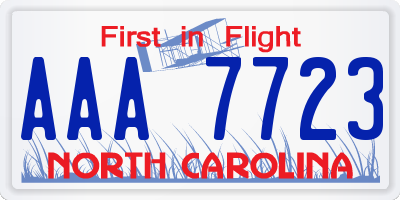 NC license plate AAA7723