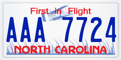 NC license plate AAA7724