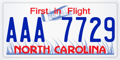 NC license plate AAA7729