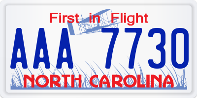 NC license plate AAA7730