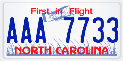 NC license plate AAA7733