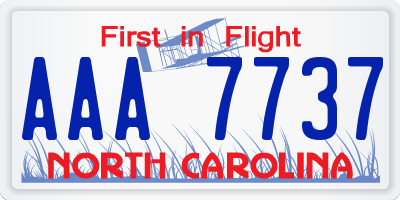 NC license plate AAA7737