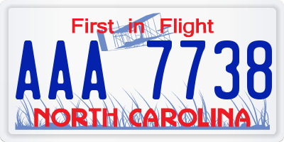 NC license plate AAA7738