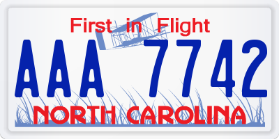 NC license plate AAA7742