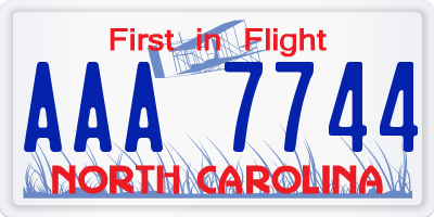 NC license plate AAA7744