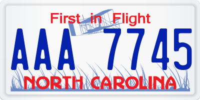 NC license plate AAA7745