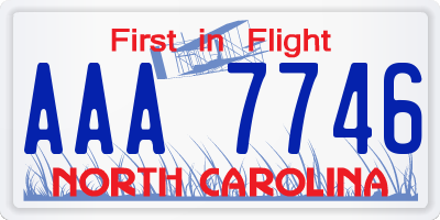 NC license plate AAA7746