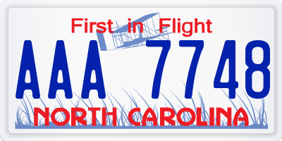 NC license plate AAA7748