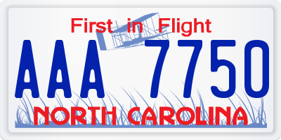 NC license plate AAA7750