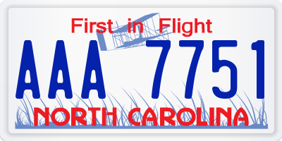 NC license plate AAA7751