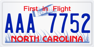 NC license plate AAA7752