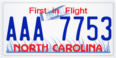 NC license plate AAA7753