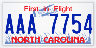 NC license plate AAA7754