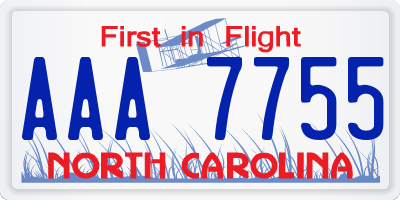 NC license plate AAA7755