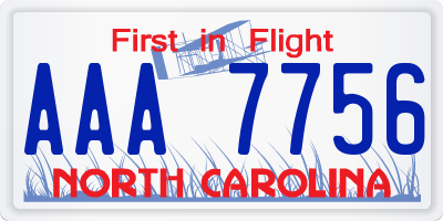 NC license plate AAA7756