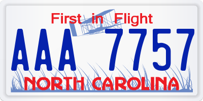 NC license plate AAA7757