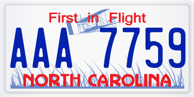 NC license plate AAA7759