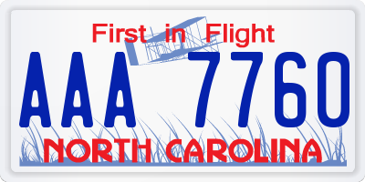 NC license plate AAA7760