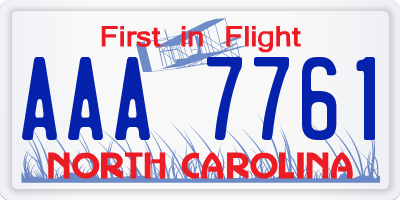 NC license plate AAA7761