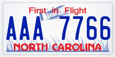 NC license plate AAA7766