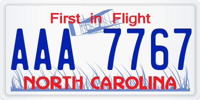 NC license plate AAA7767