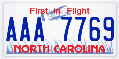 NC license plate AAA7769