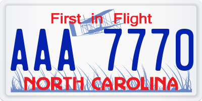 NC license plate AAA7770