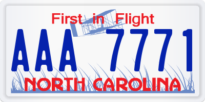 NC license plate AAA7771