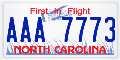 NC license plate AAA7773