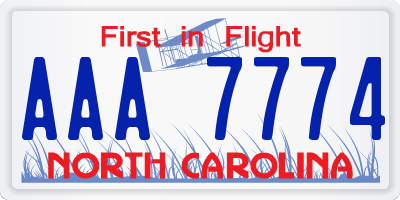 NC license plate AAA7774