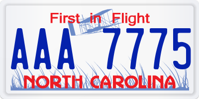 NC license plate AAA7775