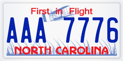 NC license plate AAA7776