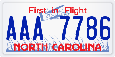 NC license plate AAA7786