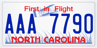 NC license plate AAA7790