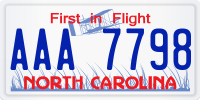 NC license plate AAA7798