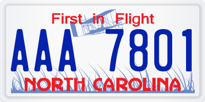 NC license plate AAA7801