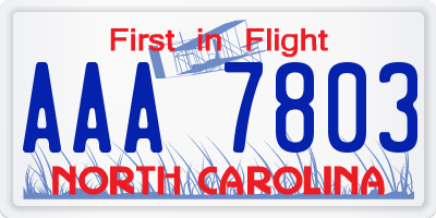 NC license plate AAA7803