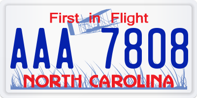 NC license plate AAA7808