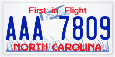 NC license plate AAA7809