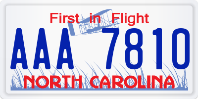 NC license plate AAA7810