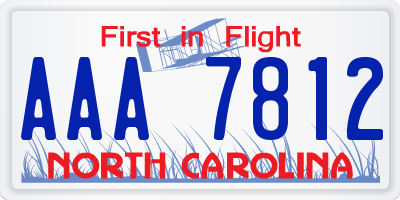 NC license plate AAA7812