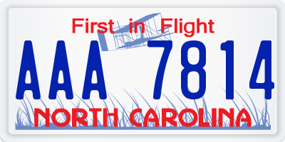 NC license plate AAA7814