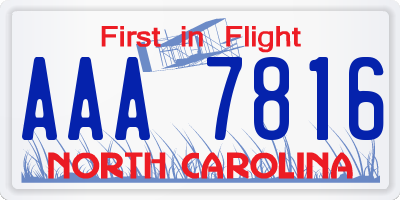 NC license plate AAA7816