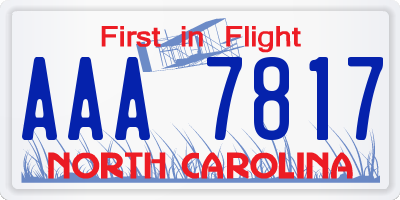 NC license plate AAA7817