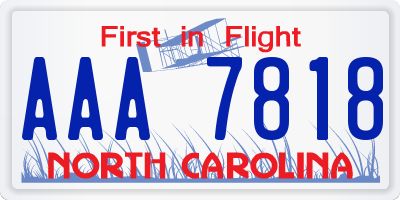 NC license plate AAA7818