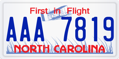 NC license plate AAA7819