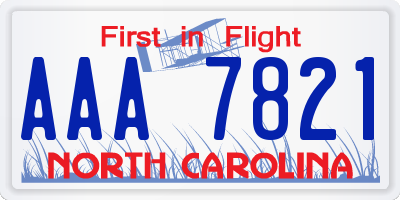 NC license plate AAA7821