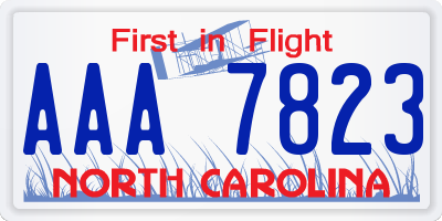 NC license plate AAA7823